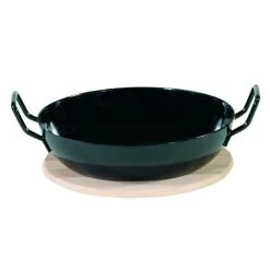 Krüger Schlemmerpfanne Mit Holzteller Aus Stahl Beschichtet 20cm