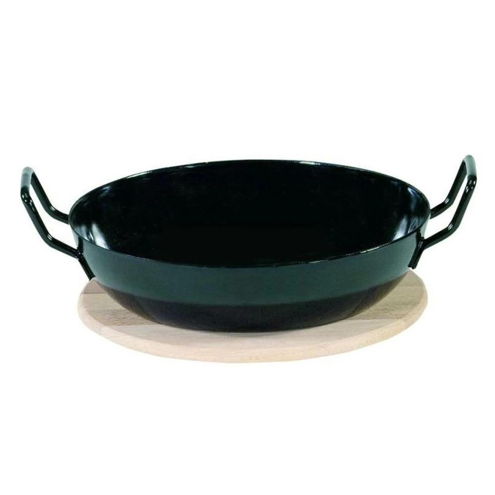 Krüger Schlemmerpfanne Mit Holzteller Aus Stahl Beschichtet 20cm 1 Krüger Schlemmerpfanne Mit Holzteller Aus Stahl Beschichtet 20cm