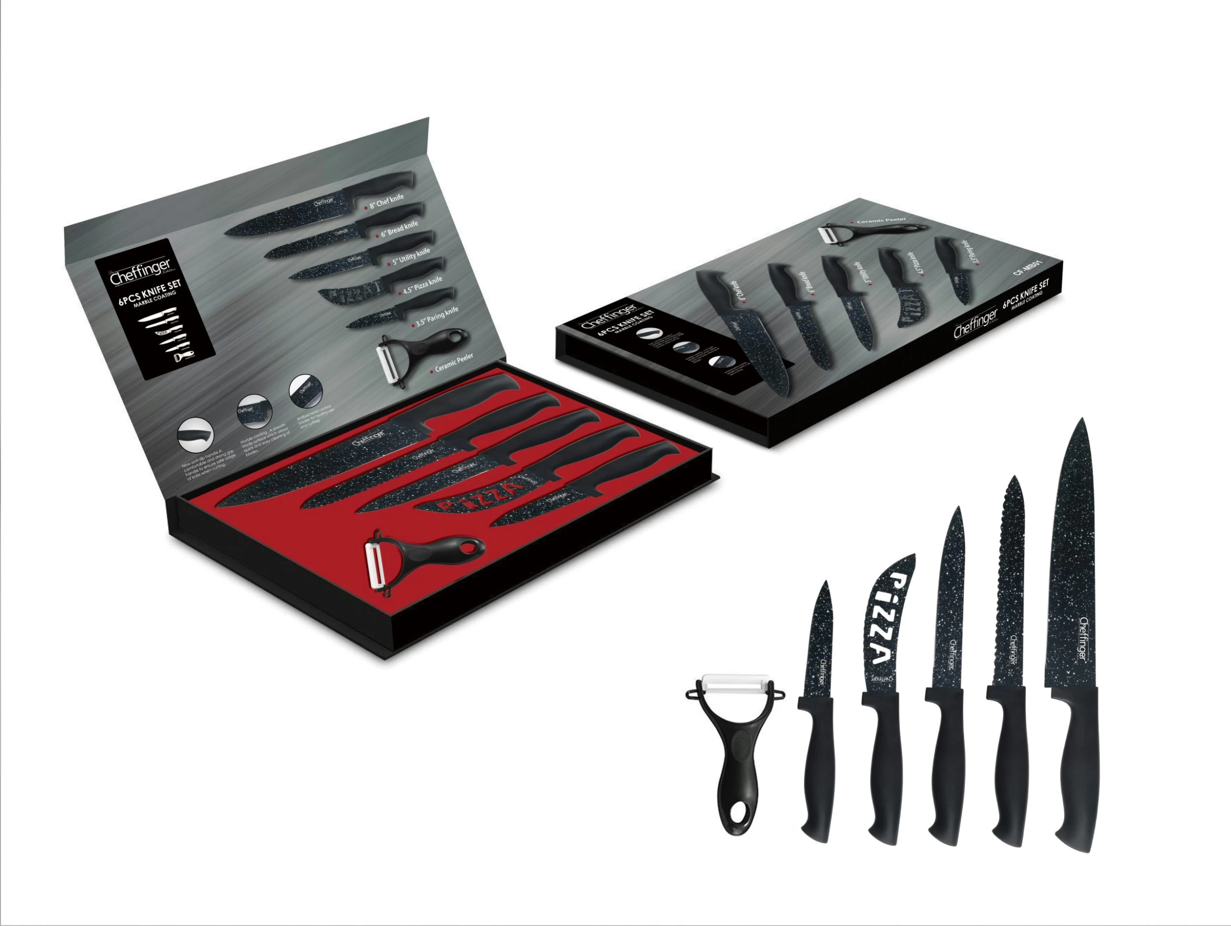 6 Tlg. Messerset (5 Messer & 1 Sparschäler) In Klappbox Mit Magnetverschluss Scharfe Messer Motiv 1 7 6 Tlg. Messerset (5 Messer & 1 Sparschäler) In Klappbox Mit Magnetverschluss Scharfe Messer Motiv 1 – Bild 7