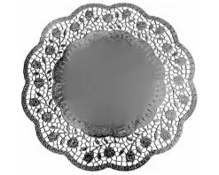 16x Deko-Tortenspitzen Rund Silber O 32 Cm