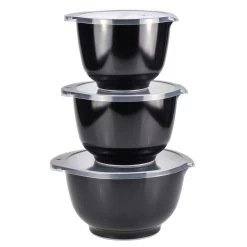 Rosti Rührschüssel Set Backschüssel Margrethe Schwarz 3-teilig Mit Deckel 245285