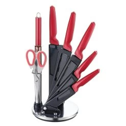 Michelino 8-teiliges Profi Messer-Set Messerblock Sehr Hochwertiges Messer Küchenmesser Rot