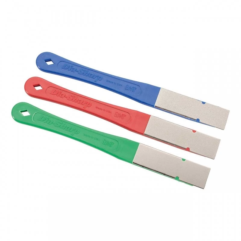 DMT Dia-Sharp Mini-Hone Kit, Diamantschärfer Mit Griffen, Blau/grob, Rot/fein, Grün/extrafein, 1 DMT Dia-Sharp Mini-Hone Kit, Diamantschärfer Mit Griffen, Blau/grob, Rot/fein, Grün/extrafein,