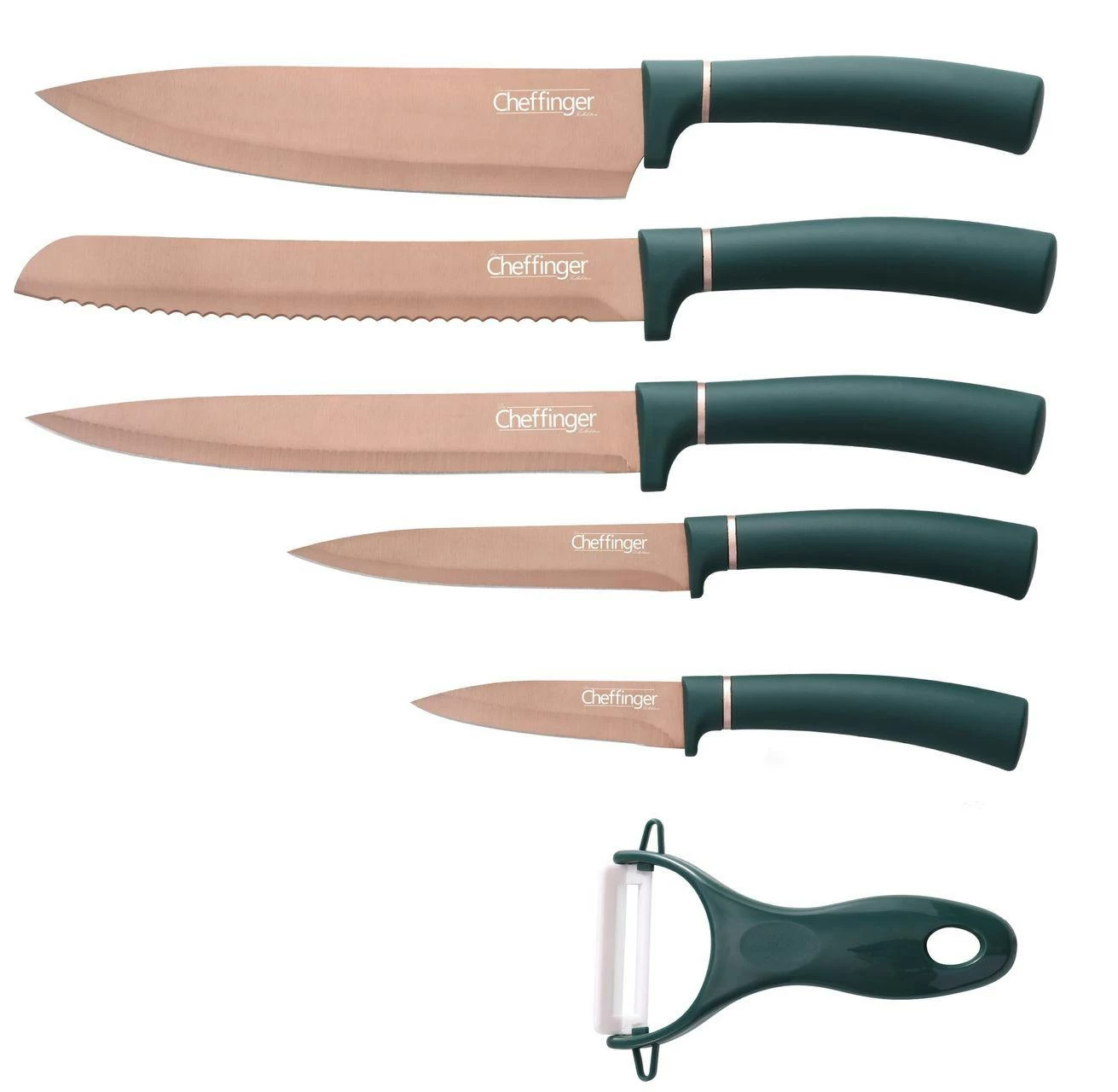 Cheffinger 6 Teile Rose Gold Lila Messerset Messer Fleischmesser Brotmesser 3 Cheffinger 6 Teile Rose Gold Lila Messerset Messer Fleischmesser Brotmesser – Bild 3