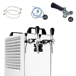 Komplett Set Kontakt 40/K Bierzapfanlage 2-leitig Trockenkühlgerät Aus Edelstahl, 50 Liter/h, Mit Membranpumpe, Green Line
