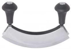 2x Wiegemesser. Zweischneidig. Edelstahl. Länge: 17.5 Cm. Klingenbreite: 3.7 Cm. Gesamthöhe: 12 Cm