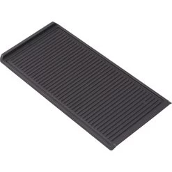 Simfer Gusseisen-Grillplatte | 47 X 23 Cm | Für 60 Cm Gaskochfelder, Kohlegrill, Elektrogrill | Gerippt | Topfträger-Klammern | Grillzubehör | Schwarz