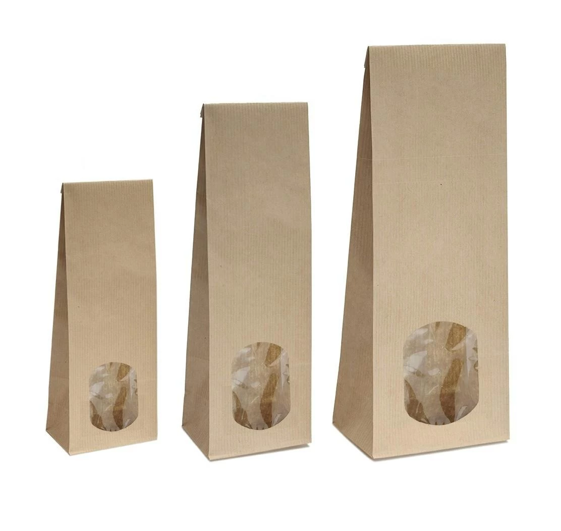 10x Blockbodenbeutel Mit Ovalem Sichtfenster - 100g/250g/500g - 10,5 X 6 X 29cm - Papiertüten Bodenbeutel Geschenktüte Kraftpapier (500g - Ov. F.) 3 10x Blockbodenbeutel Mit Ovalem Sichtfenster - 100g/250g/500g - 10,5 X 6 X 29cm - Papiertüten Bodenbeutel Geschenktüte Kraftpapier (500g - Ov. F.) – Bild 3