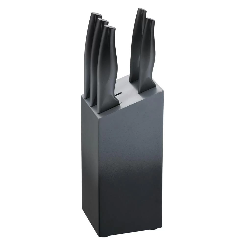 Michelino 6-teiliges Edelstahl Messer-Set Mit Messerblock Aus Holz Kochmesser Grau 1 Michelino 6-teiliges Edelstahl Messer-Set Mit Messerblock Aus Holz Kochmesser Grau