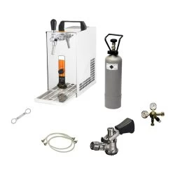 Komplett Set - Zapfanlage, Bierkoffer, Durchlaufkühler PYGMY 25 1-leitig Trockenkühler, 30 Liter/h