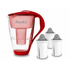 Glas-Wasserfilter Rot Inkl. 3 Protect+ Filterkartuschen