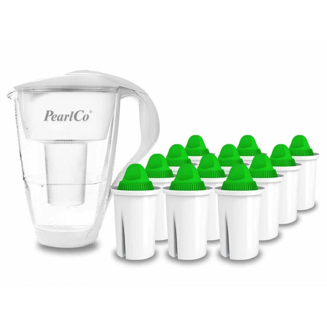 Glas-Wasserfilter Weiß Inkl. 12 Alkaline Filterkartuschen 1 Glas-Wasserfilter Weiß Inkl. 12 Alkaline Filterkartuschen